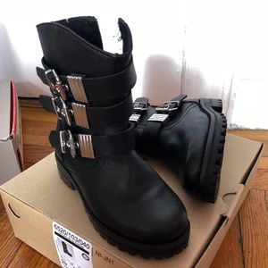 Zara Kids Girl Leather Biker Boots SIZE 11 1/2(29)